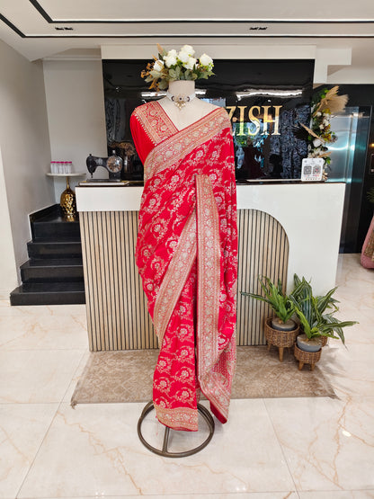 Red Katan Silk Saree