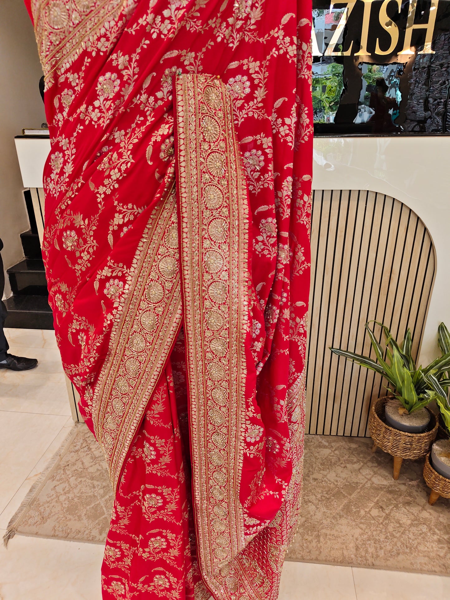 Red Katan Silk Saree