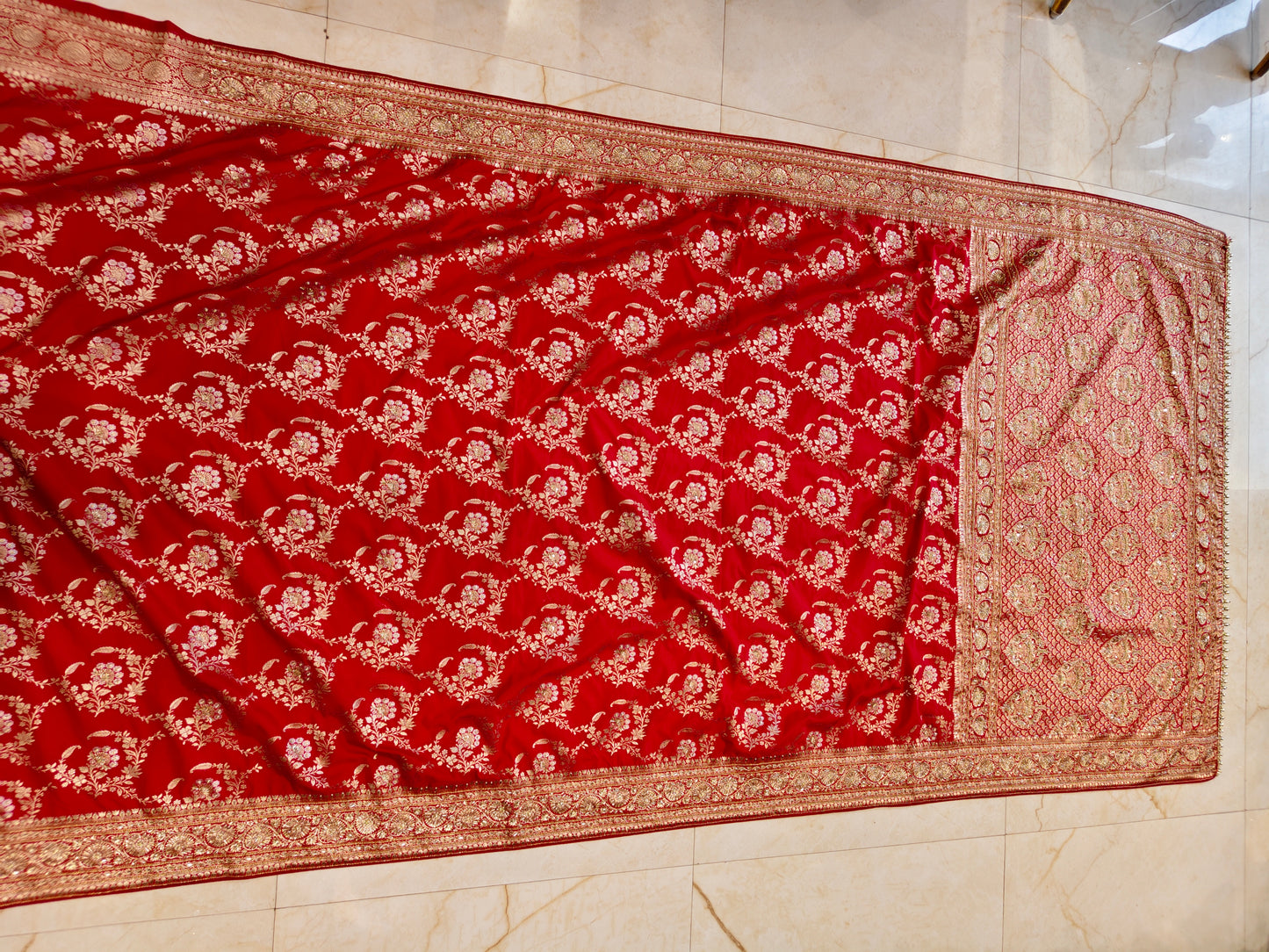 Red Katan Silk Saree
