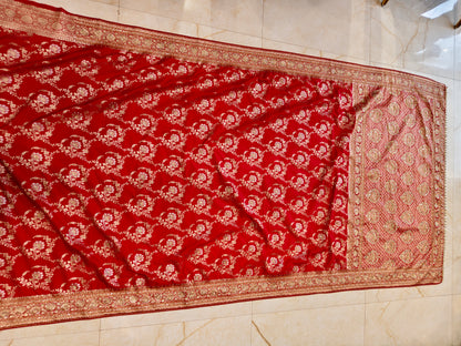 Red Katan Silk Saree