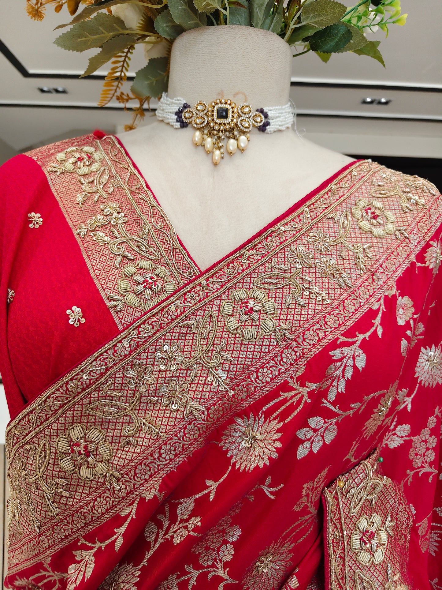 Red Katan Silk Saree