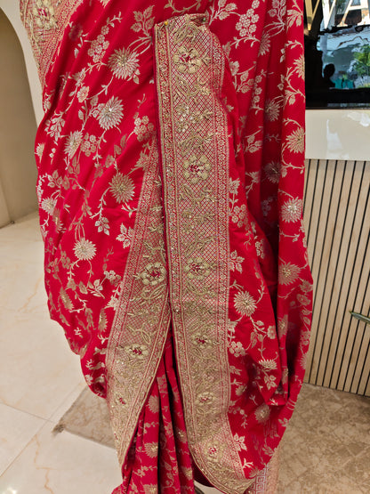 Red Katan Silk Saree