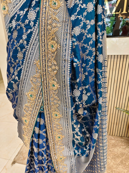 Teal Blue Silk Saree