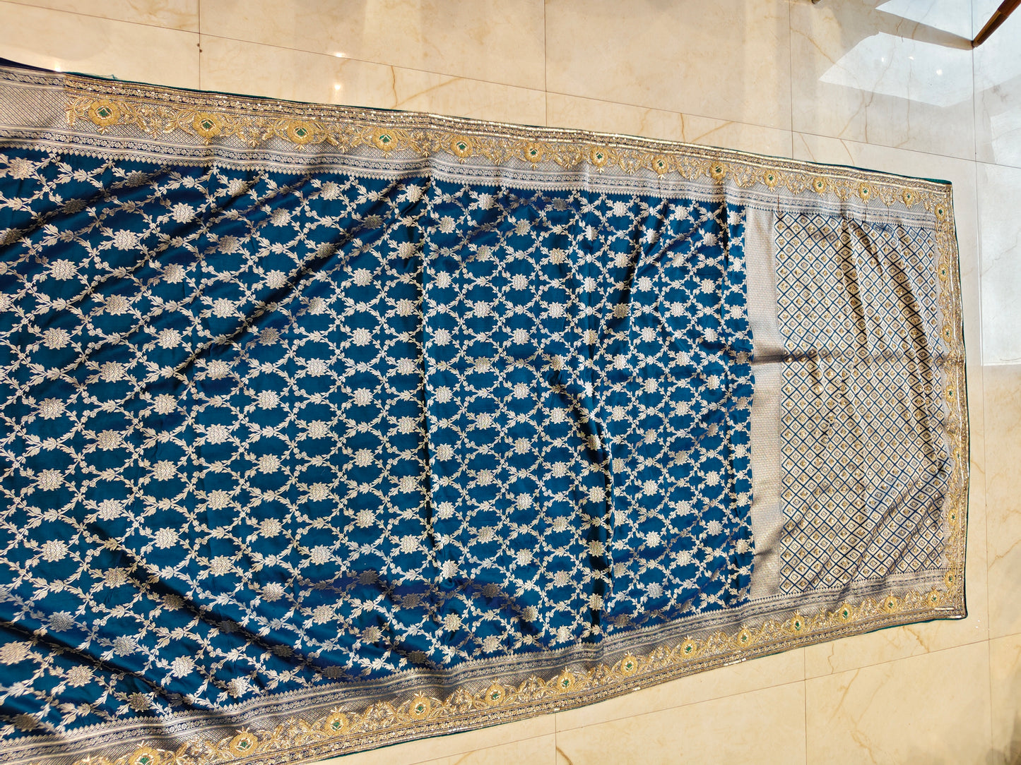 Teal Blue Silk Saree