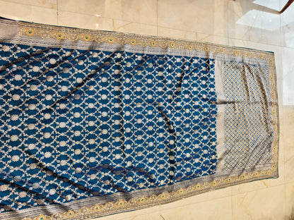Teal Blue Silk Saree