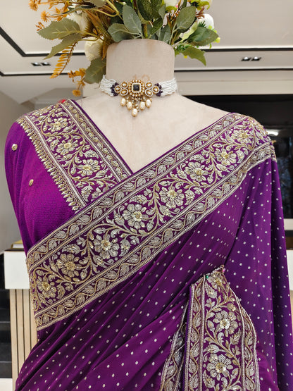 Purple Silk Saree