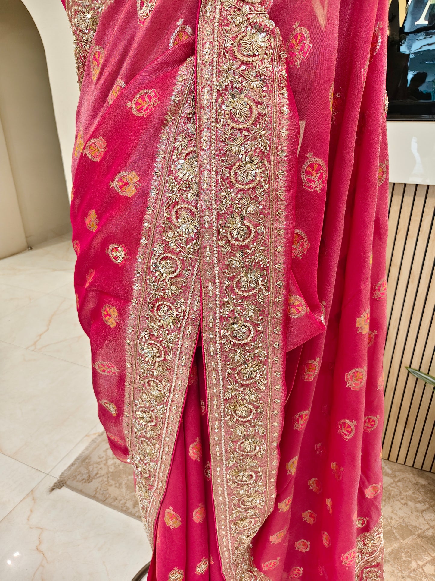 Rani Pink Tissue Saree