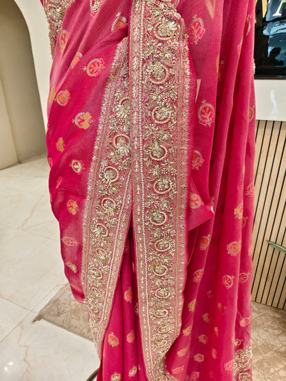Rani Pink Tissue Saree