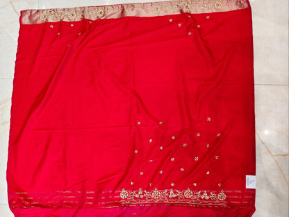 Red Katan Silk Saree