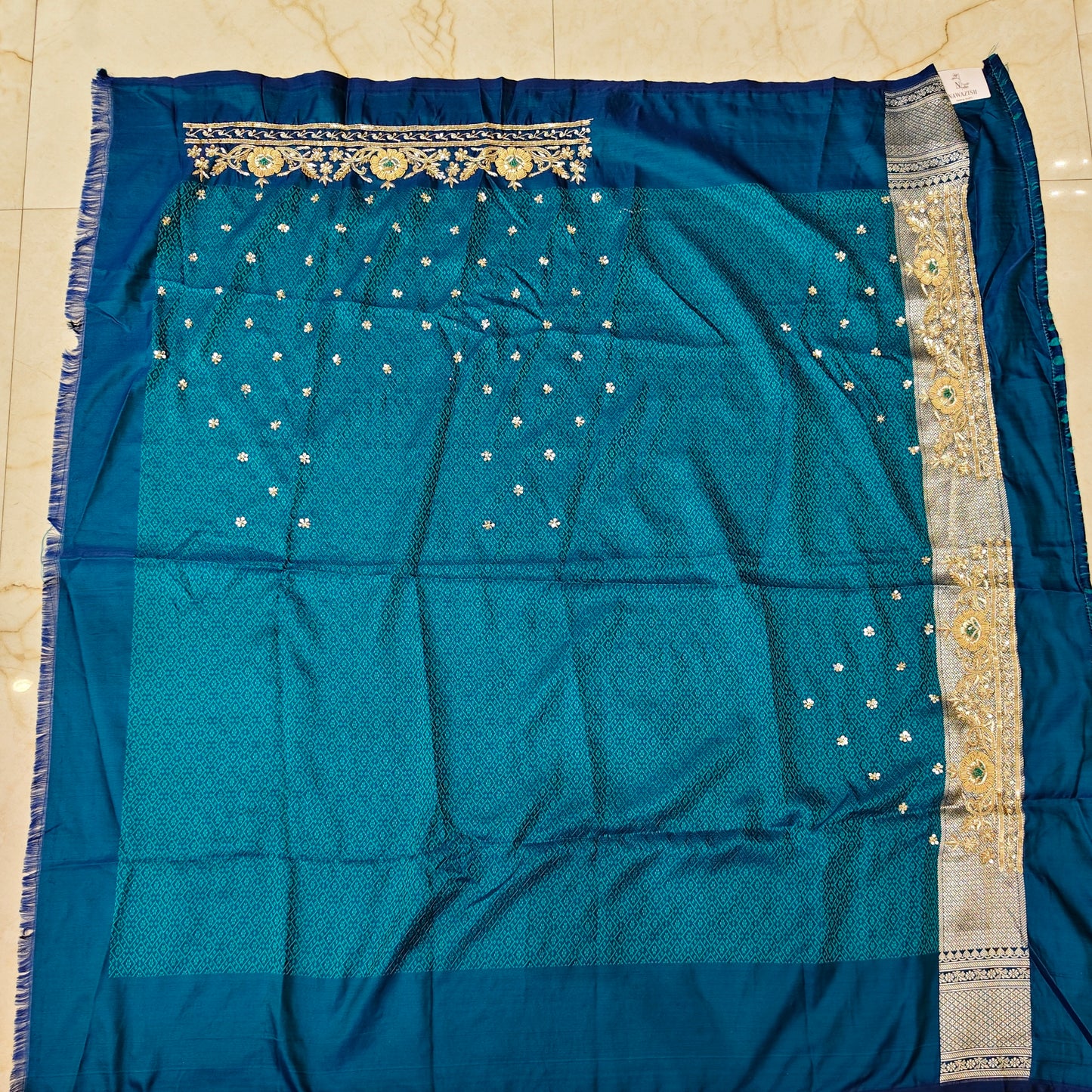 Teal Blue Silk Saree