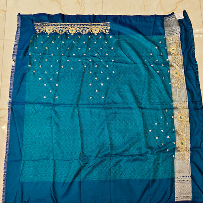 Teal Blue Silk Saree