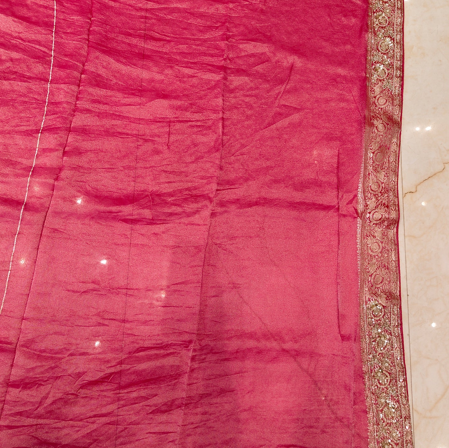 Rani Pink Crepe Saree