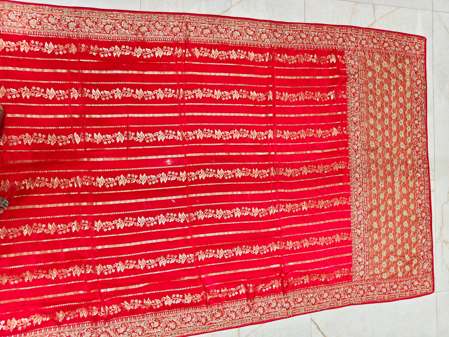 Red Crepe Saree