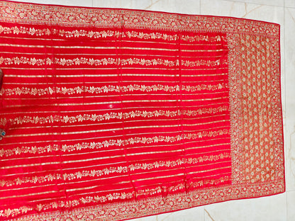 Red Crepe Saree