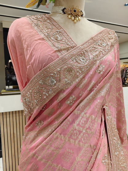 Baby Pink Organza Saree