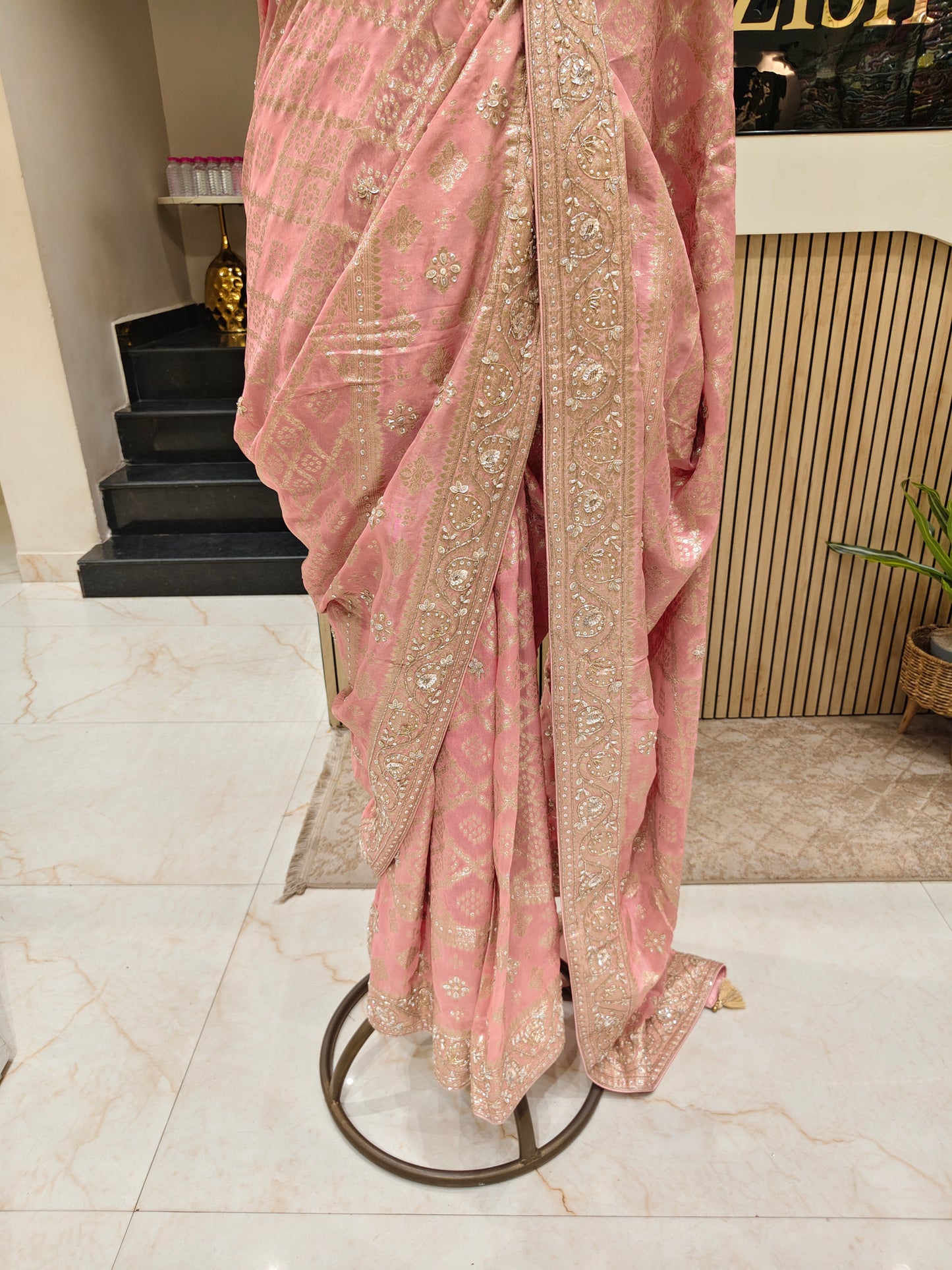 Baby Pink Organza Saree