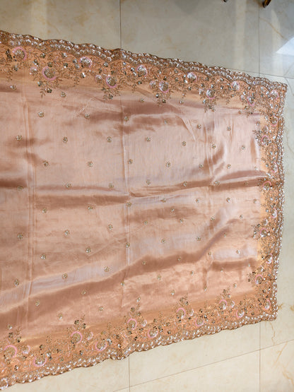 Baby Pink Linen Saree