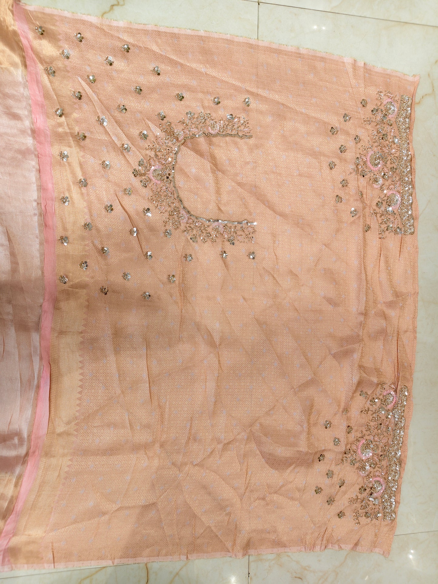Baby Pink Linen Saree