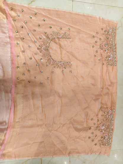 Baby Pink Linen Saree