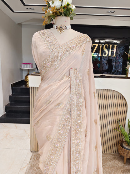Golden Georgette Saree