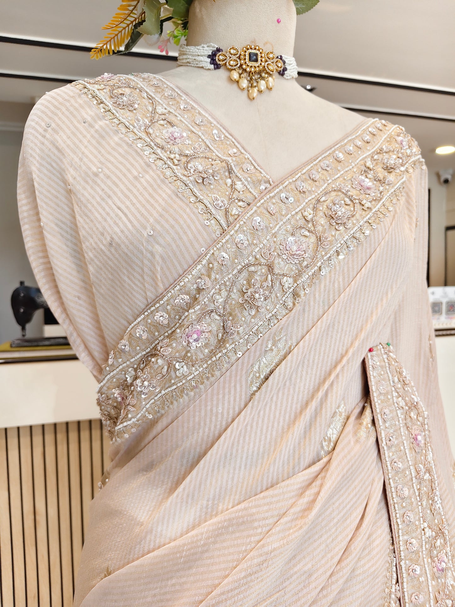 Golden Georgette Saree