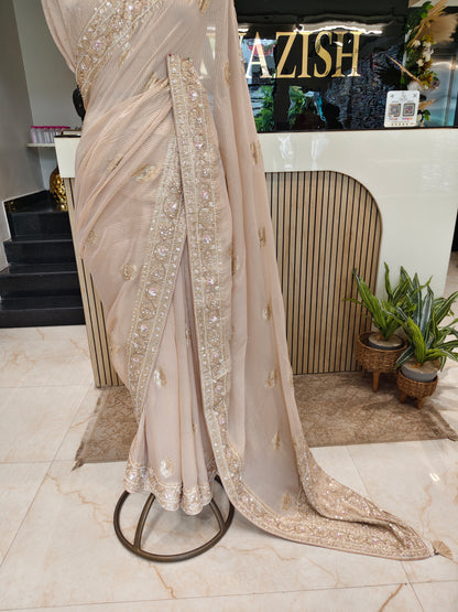 Golden Georgette Saree
