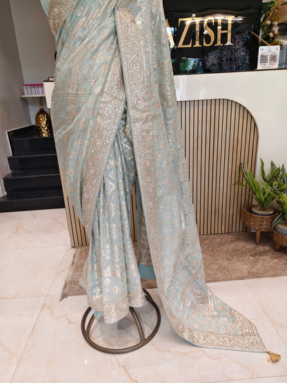 Sea Green Organza Saree