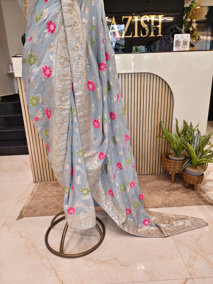 Silver Silk Saree