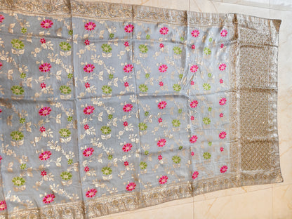 Silver Silk Saree