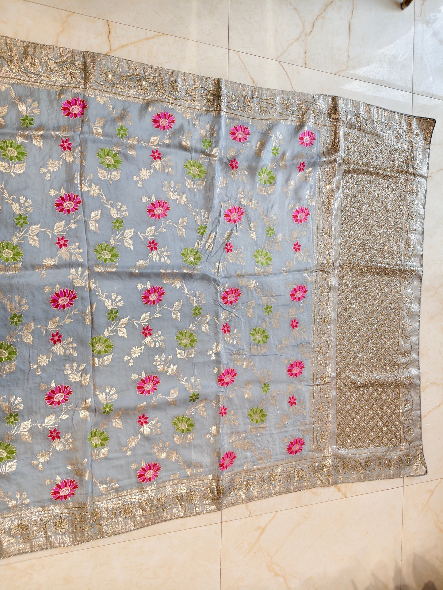 Silver Silk Saree