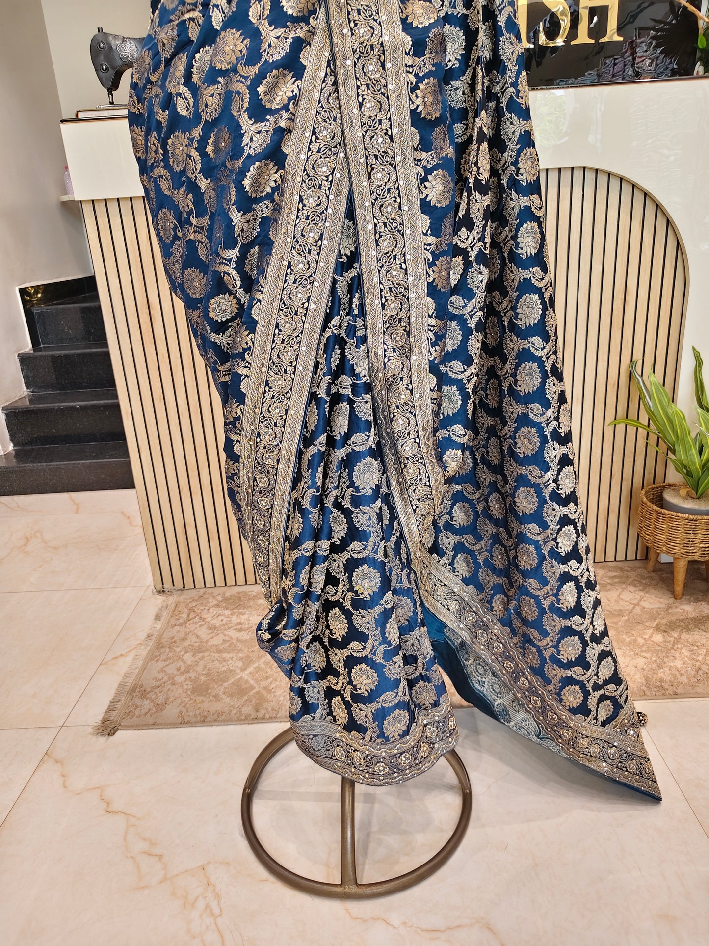 Blue Satin Saree