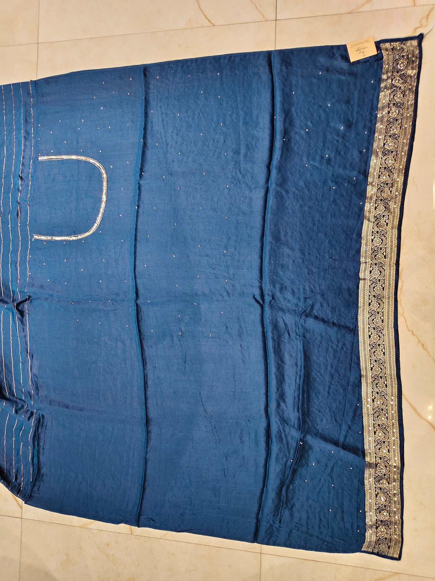 Blue Satin Saree