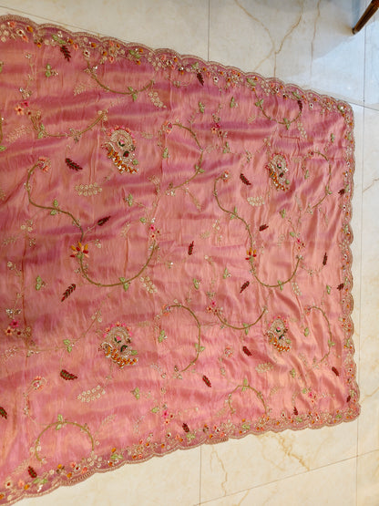 Baby Pink Tissue Saree