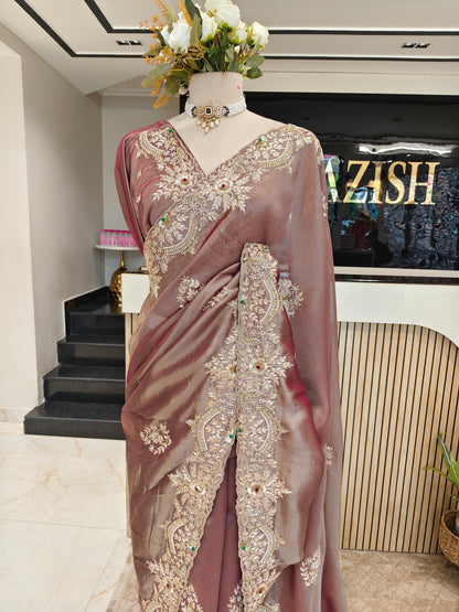 Rose Gold Tissue Saree