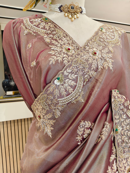 Rose Gold Tissue Saree