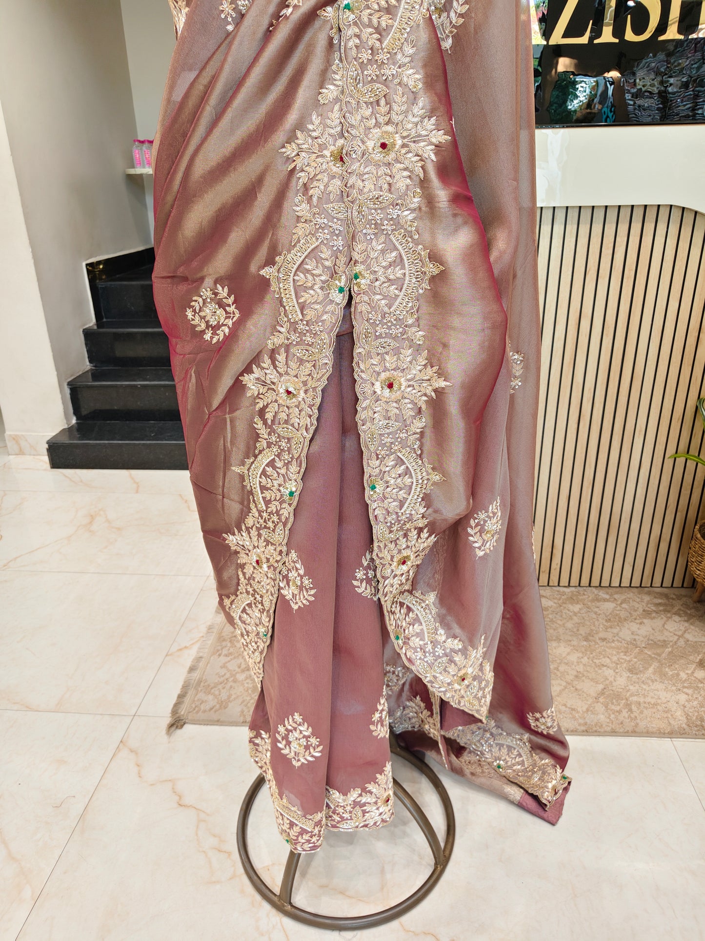 Rose Gold Tissue Saree