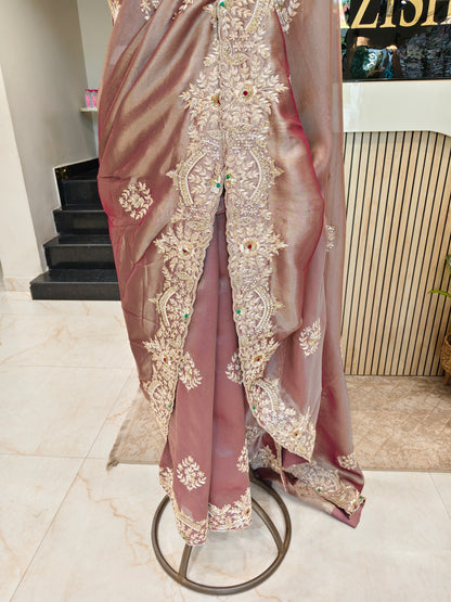Rose Gold Tissue Saree