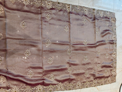 Rose Gold Tissue Saree