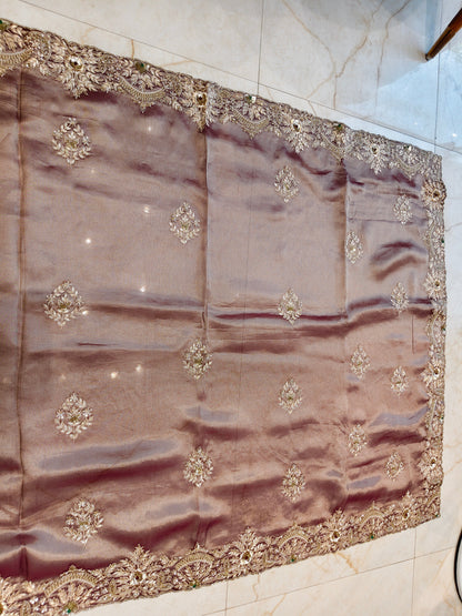 Rose Gold Tissue Saree