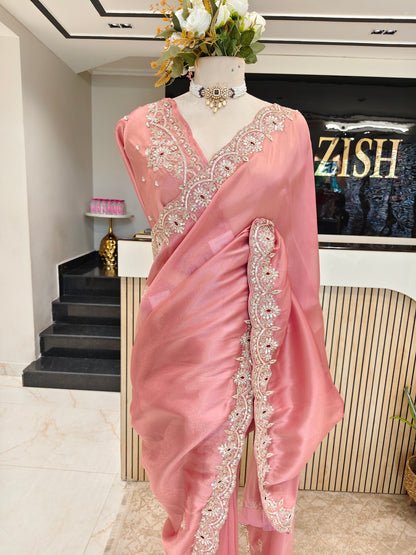 Onion Pink Tissue Saree