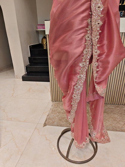 Onion Pink Tissue Saree