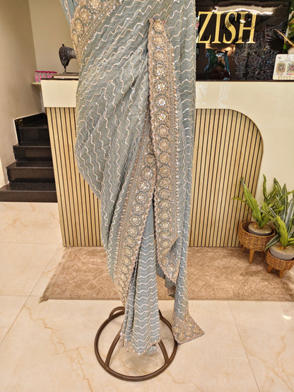 Sea Green Tissue Saree