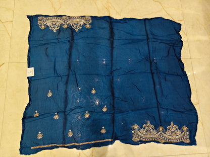 Blue Crepe Saree