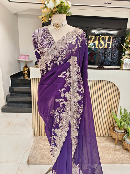 Purple Organza Saree