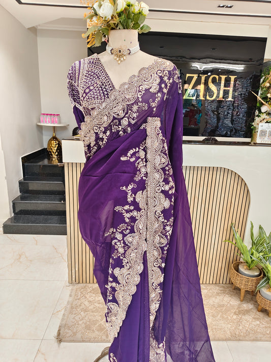 Purple Organza Saree