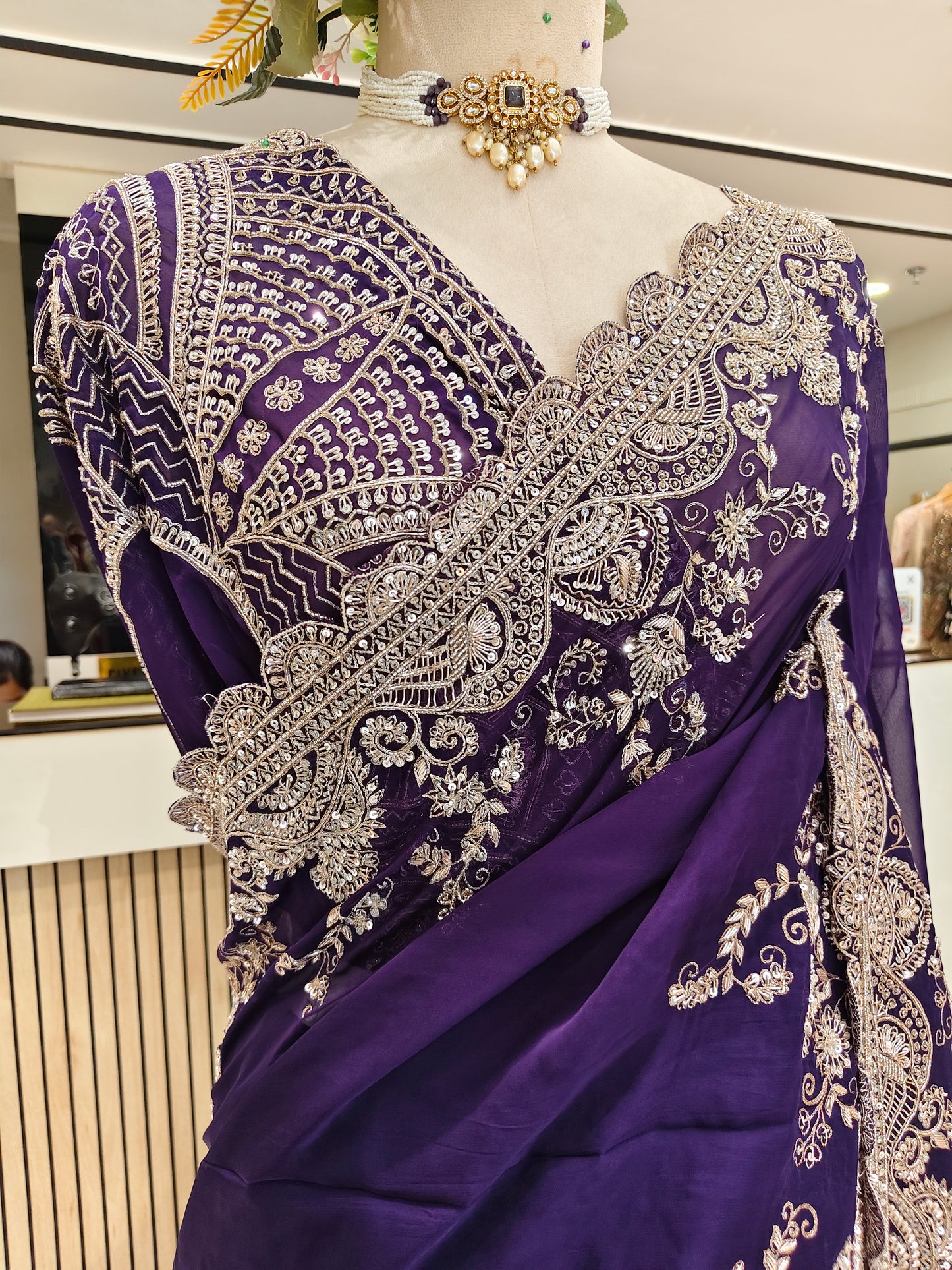 Purple Organza Saree