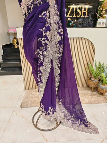 Purple Organza Saree