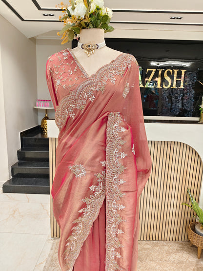Maroon Crush Tissue Saree