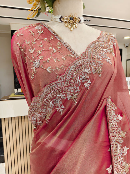 Maroon Crush Tissue Saree
