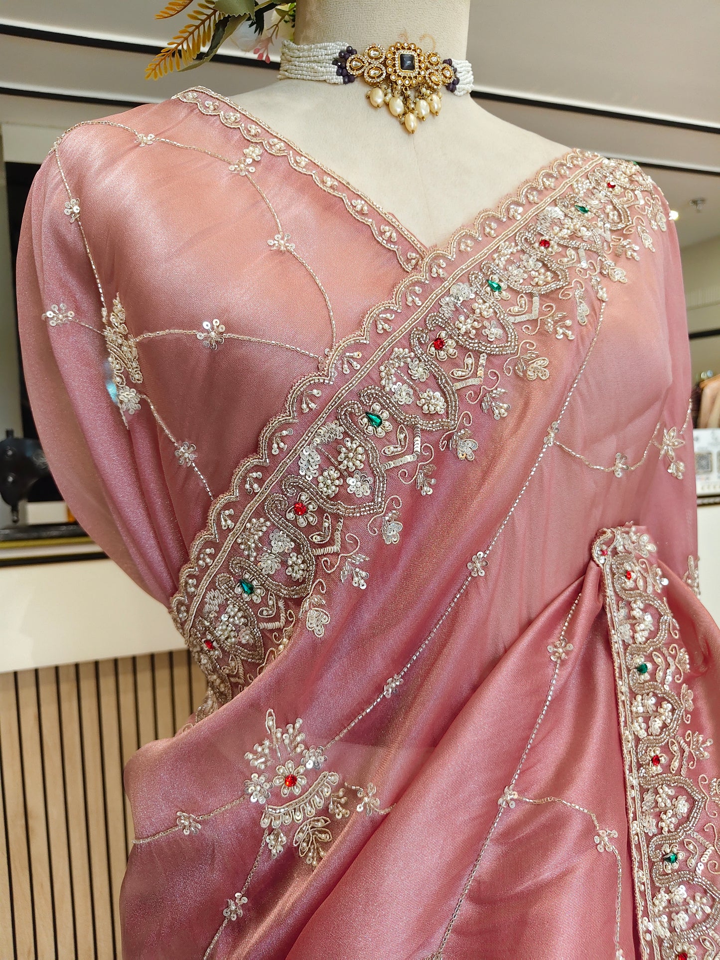 Baby Pink Tissue Saree